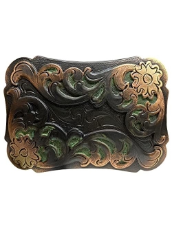 Antique Finish Floral Engraved Ornate Western Design Replacement Belt Buckle