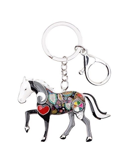 Enamel Metal Horse Key chains For Women Girls Gifts Car Purse Animal Pendant Charms
