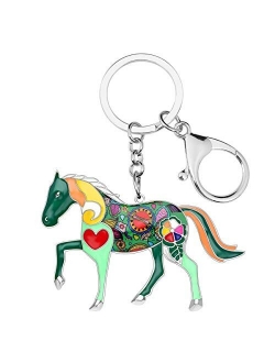 Enamel Metal Horse Key chains For Women Girls Gifts Car Purse Animal Pendant Charms