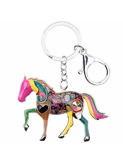 Enamel Metal Horse Key chains For Women Girls Gifts Car Purse Animal Pendant Charms