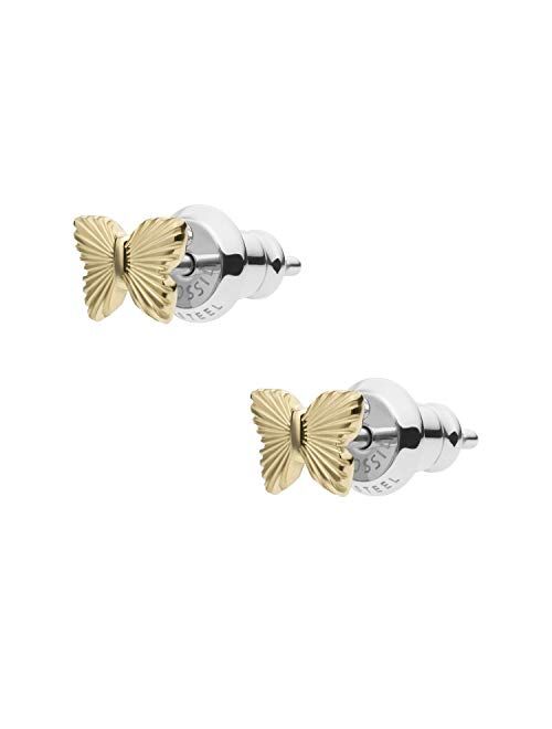 Fossil Women's Stainless Steel Gold-Tone Stud Earrings