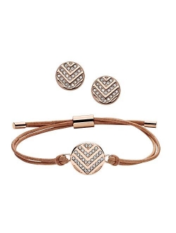 Women's Stainless Steel and Genuine Leather Bracelet