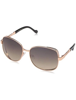 Women's J5512 Large Vented Square Metal Sunglasses with Chain Detailed Temple & 100% UV Protection, 60 mm