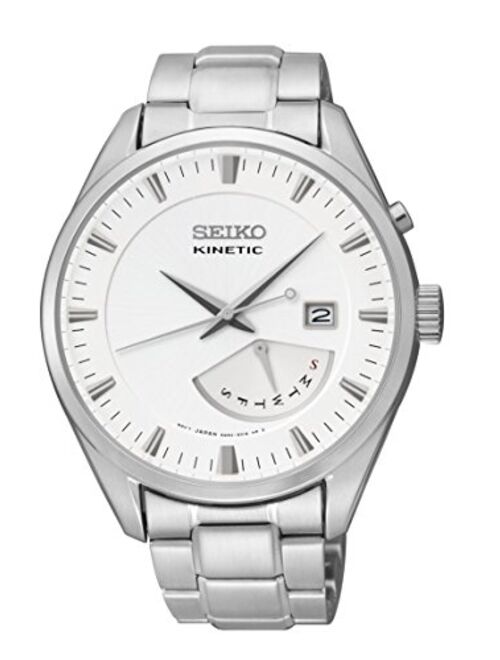 Seiko Kinetic Automatic White Dial Stainless Steel Mens Watch SRN043