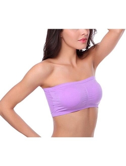 Hoerev Bra Tube Top Bandeau Style Removable Padding Bra Seamless Stretch