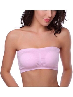 Hoerev Bra Tube Top Bandeau Style Removable Padding Bra Seamless Stretch