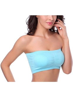 Hoerev Bra Tube Top Bandeau Style Removable Padding Bra Seamless Stretch