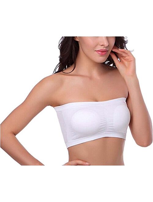 Hoerev Bra Tube Top Bandeau Style Removable Padding Bra Seamless Stretch