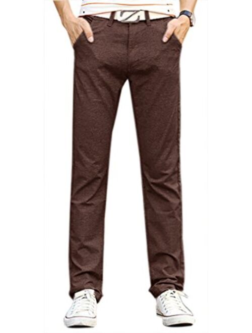 Hoerev Mens Linen Casual Trousers, Casual Pants