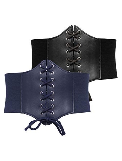 Womens Corset Belt Vintage Lace-up Cinch Elastic Waist Belt