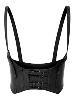 KANCY KOLE Women Fashion Faux Leather Waist Belt Steampunk Underbust Corset