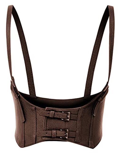 KANCY KOLE Women Fashion Faux Leather Waist Belt Steampunk Underbust Corset