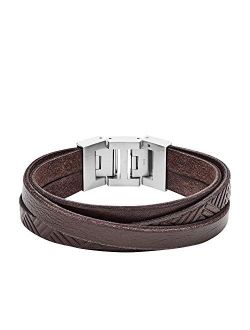 Vintage Casual Textured Brown Leather Wrist Wrap Cuff Bracelet