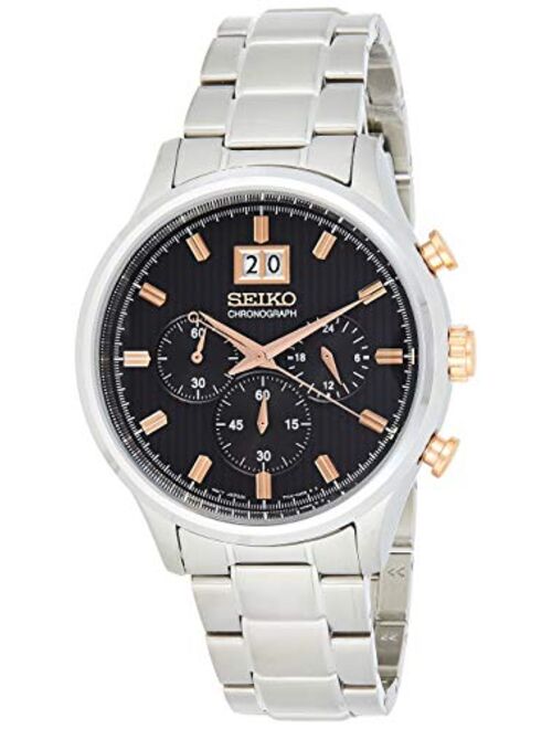 Seiko SPC151 P1 Chronograph 100m Stainless Steel Black Face Men's Quartz Watch