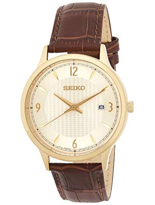 Seiko Quartz White Dial Brown Leather Men's Watch SGEH86