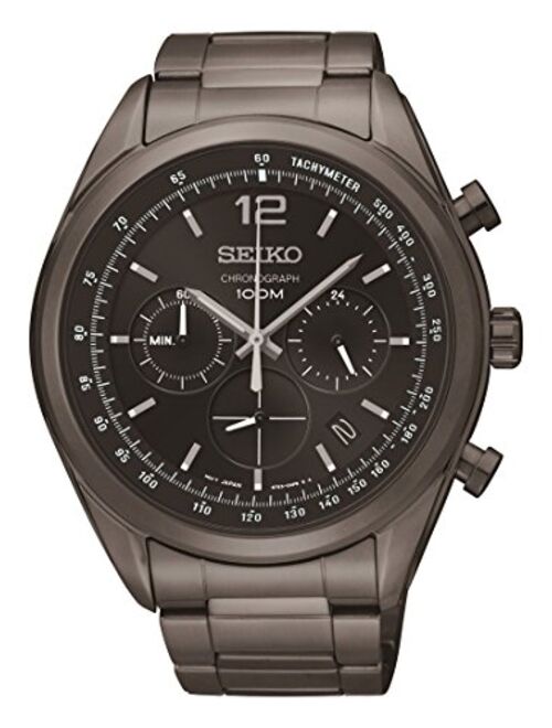 Seiko Chronograph Black Dial Black PVD Mens Watch SSB093