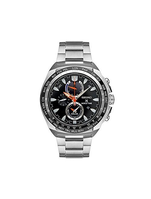 New Seiko SSC487 World Time Solar Chronograph Prospex Stainless Steel Mens Watch