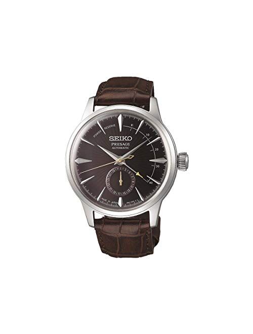 SEIKO PRESAGE Power Reserve"Black Cat Martini" Brown Dial Leather Watch SSA393J1