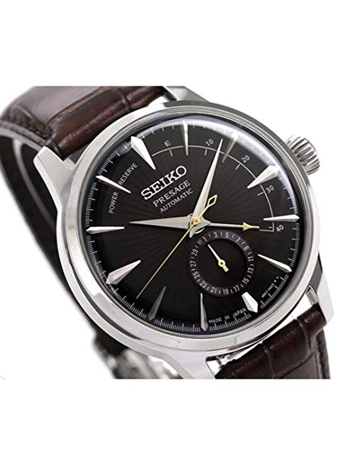 SEIKO PRESAGE Power Reserve"Black Cat Martini" Brown Dial Leather Watch SSA393J1