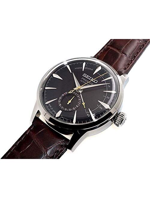 SEIKO PRESAGE Power Reserve"Black Cat Martini" Brown Dial Leather Watch SSA393J1