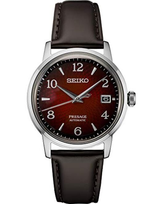 Seiko Presage Red SRPE41 Brown Leather Automatic Watch