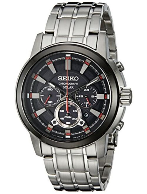 Seiko Men's SSC389 Solar Chrono Analog Display Japanese Quartz Silver Watch