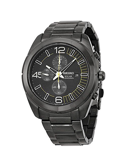 Seiko Solar Chronograph Black Dial Stainless Steel Men's Watch Watch SSC217