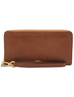 Logan Leather RFID Zip Around Wallet Wristlet