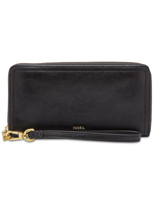 Fossil Logan Leather RFID Zip Around Wallet Wristlet