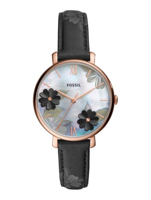 Fossil Women's Jacqueline Black Leather Strap Watch 36mm