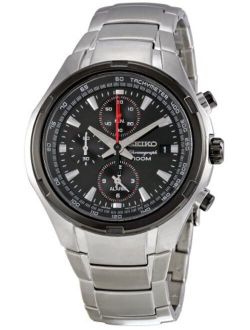 Men's SNAE43 Chronograph Multifunction Stainless Steel Black Dial Watch