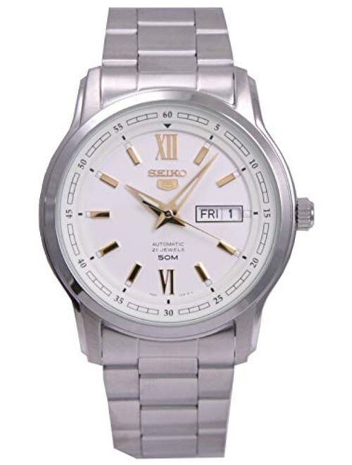 Seiko 5 SNKP15 K1 Silver with White Dial Men's Classic Automatic Analog Watch