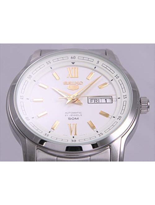 Seiko 5 SNKP15 K1 Silver with White Dial Men's Classic Automatic Analog Watch