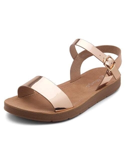 Women's Monday Open Toes One Band Ankle Strap Flat Sandals