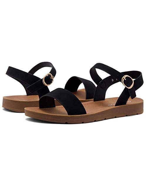 Herstyle Women's Monday Open Toes One Band Ankle Strap Flat Sandals