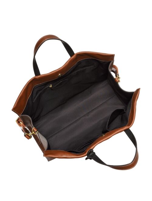 Fossil Brown Leather Top Handle Tote Bag