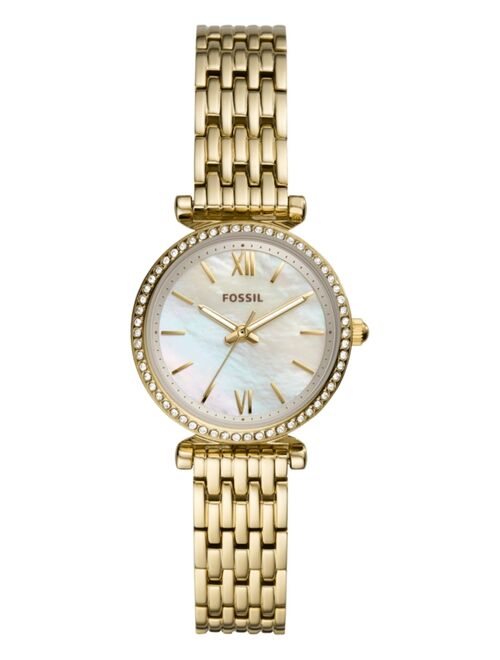 Fossil Women's Carlie Mini Gold-Tone Stainless Steel Bracelet Watch 28mm