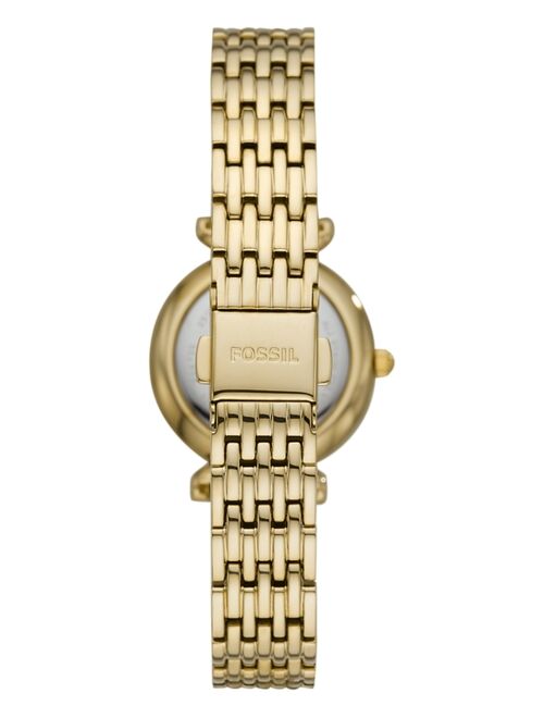 Fossil Women's Carlie Mini Gold-Tone Stainless Steel Bracelet Watch 28mm