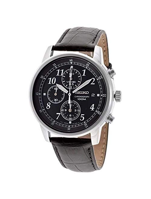 Seiko Men's Stainless Steel Quartz Chronograph Black Dial Strap