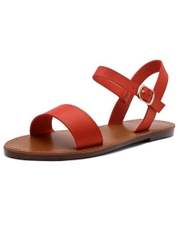 Keetton Women's Open Toes One Band Ankle Strap Flat Sandals