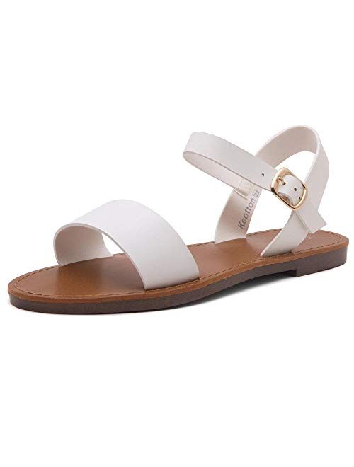 Herstyle Keetton Women's Open Toes One Band Ankle Strap Flat Sandals