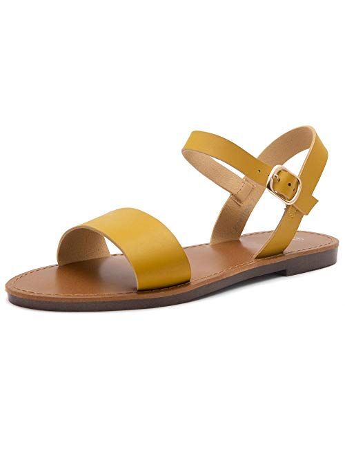 Herstyle Keetton Women's Open Toes One Band Ankle Strap Flat Sandals