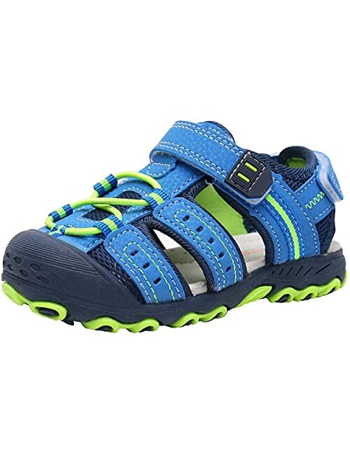 Ahannie Boys Girls Outdoor Sport Sandals,Kids Closed Toe Beach Sandals, Toddler Summer Sandals