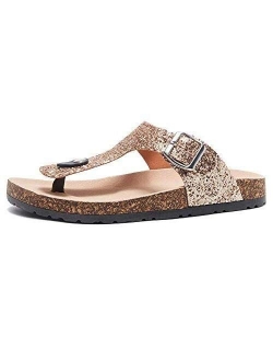 Softey Women's Comfort Buckled Slip on Sandal Casual Cork Platform Sandal Flat Open Toe Slide Shoe