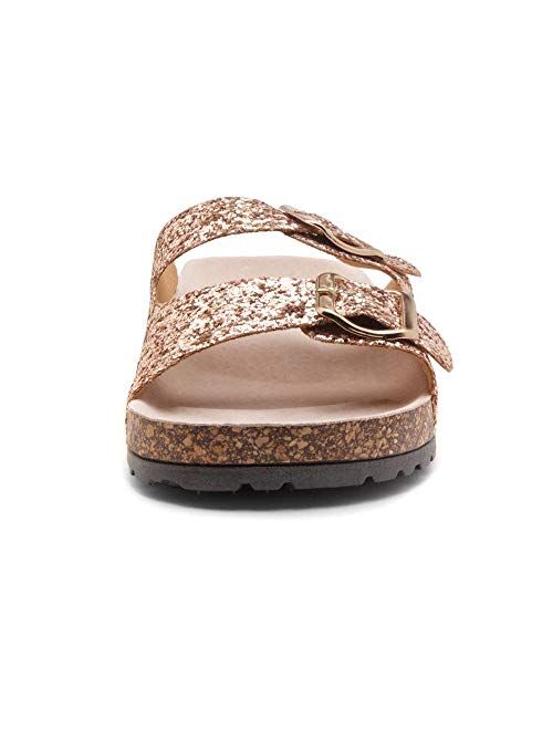 HerStyle Softey Women's Comfort Buckled Slip on Sandal Casual Cork Platform Sandal Flat Open Toe Slide Shoe