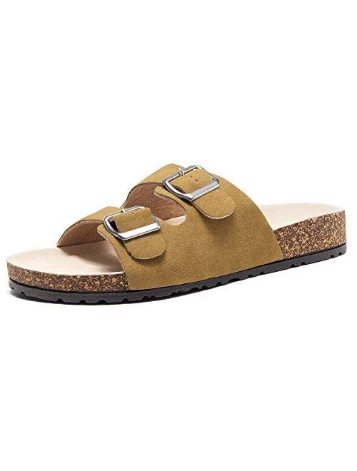 HerStyle Softey Women's Comfort Buckled Slip on Sandal Casual Cork Platform Sandal Flat Open Toe Slide Shoe