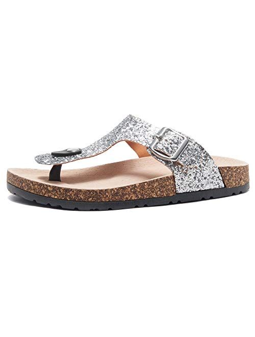 HerStyle Softey Women's Comfort Buckled Slip on Sandal Casual Cork Platform Sandal Flat Open Toe Slide Shoe