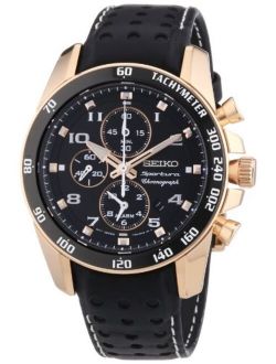 Men's SNAE80 Leather Synthetic Analog Black Watch