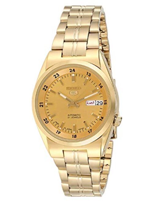 Seiko 5 SNK574 SNK574J1 Men's Japan Gold Tone Stainless Steel Gold Dial Automatic Watch