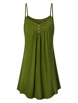 Viracy Women's Summer Casual Spaghetti Strap V Neck Knee Length Flowy Cami Dress